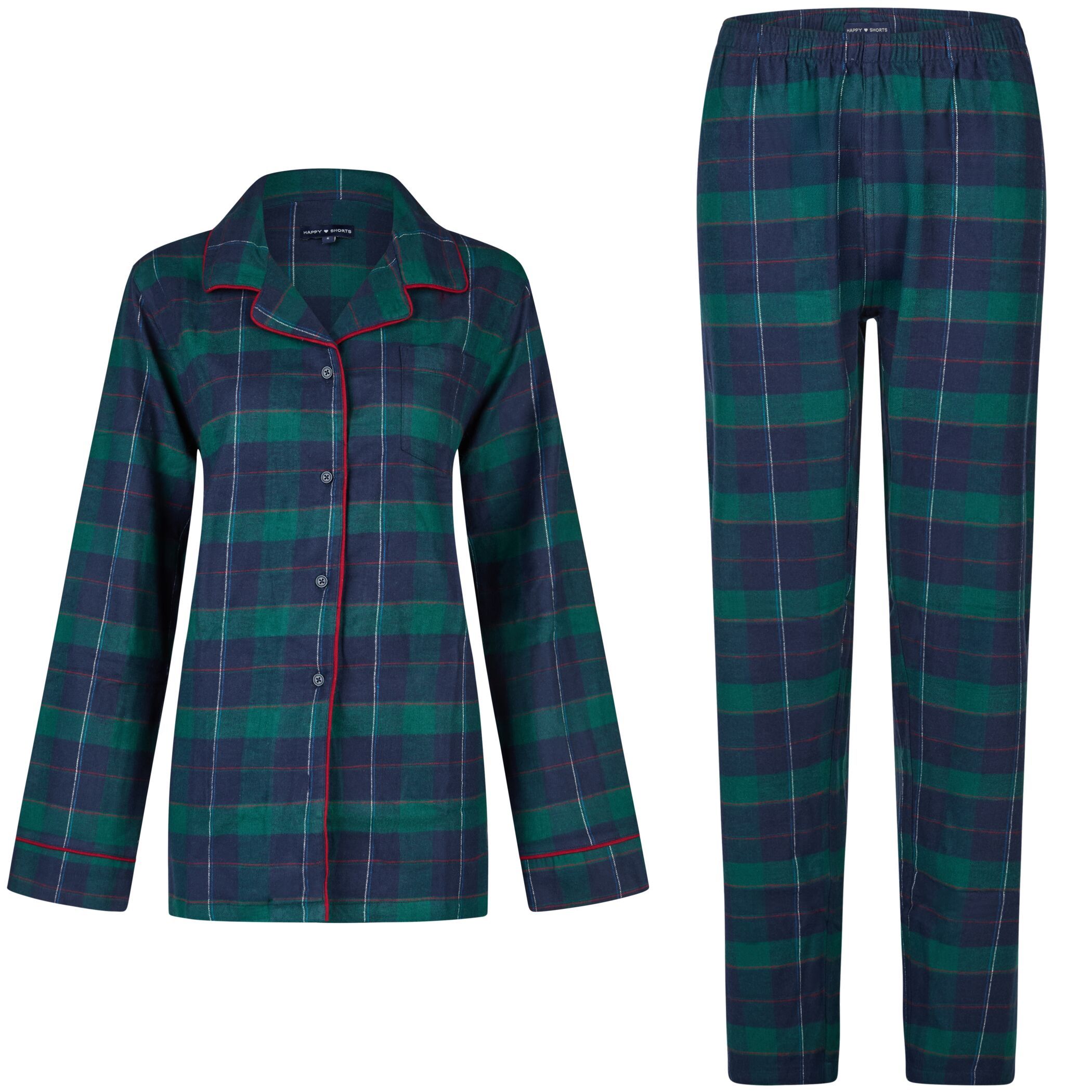 Happy Shorts Damen Pyjama Flanell grün