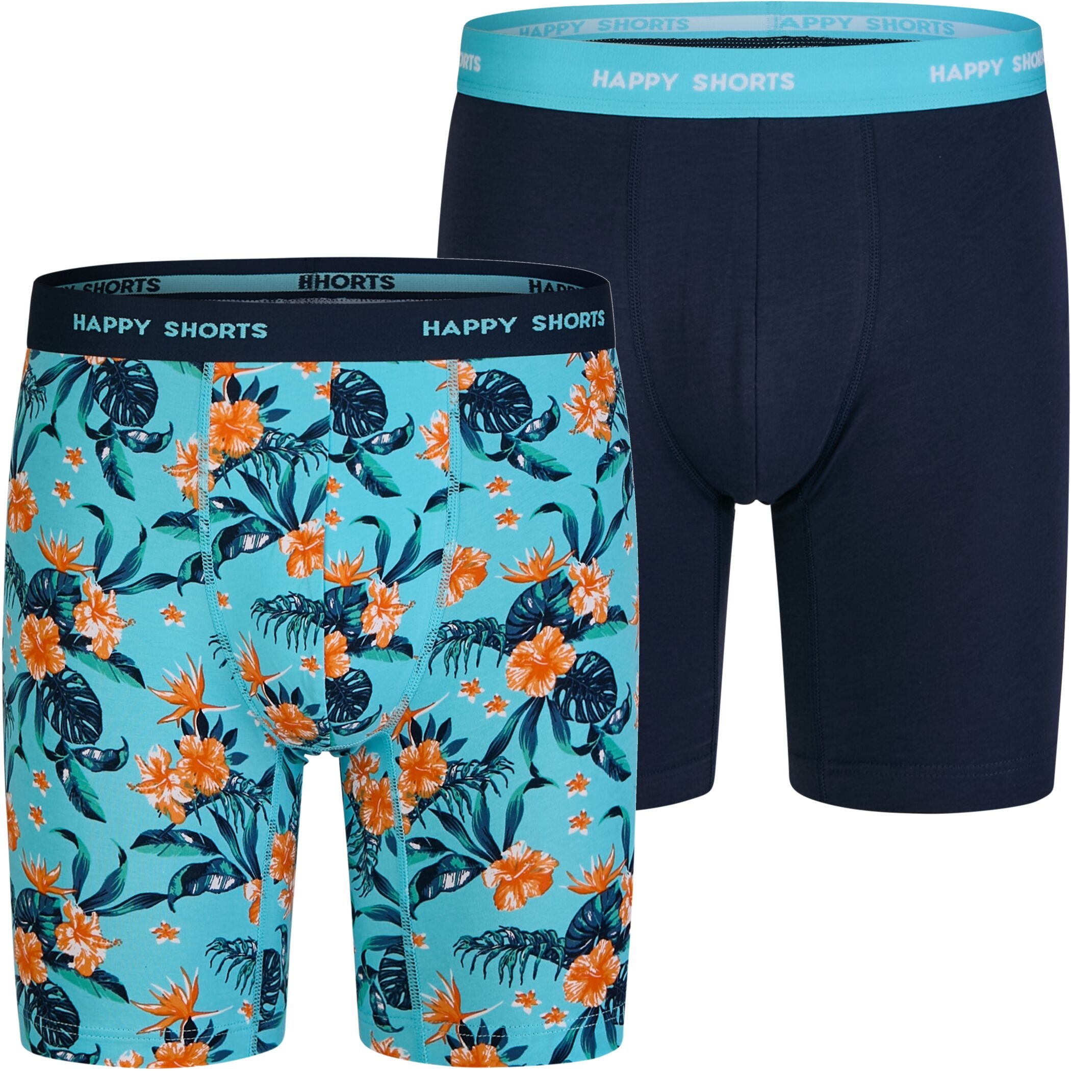 Happy Shorts 2er Longboxer Blumen Print Navy