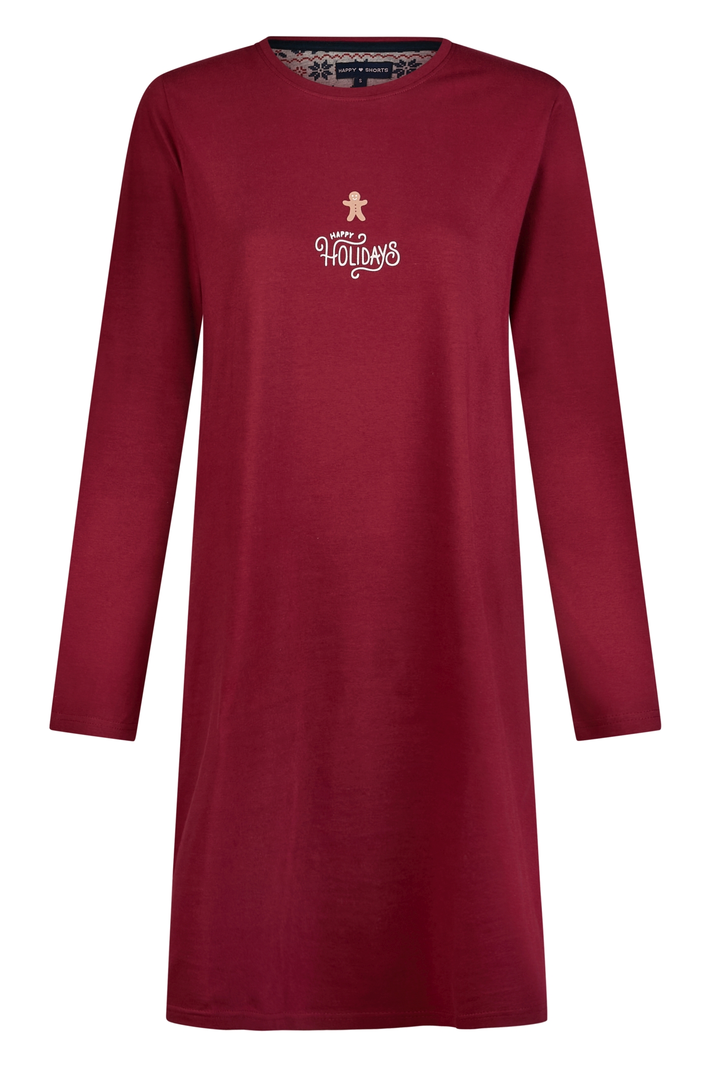Happy Shorts Damen Sleepshirt Bordeaux Happy Holidays
