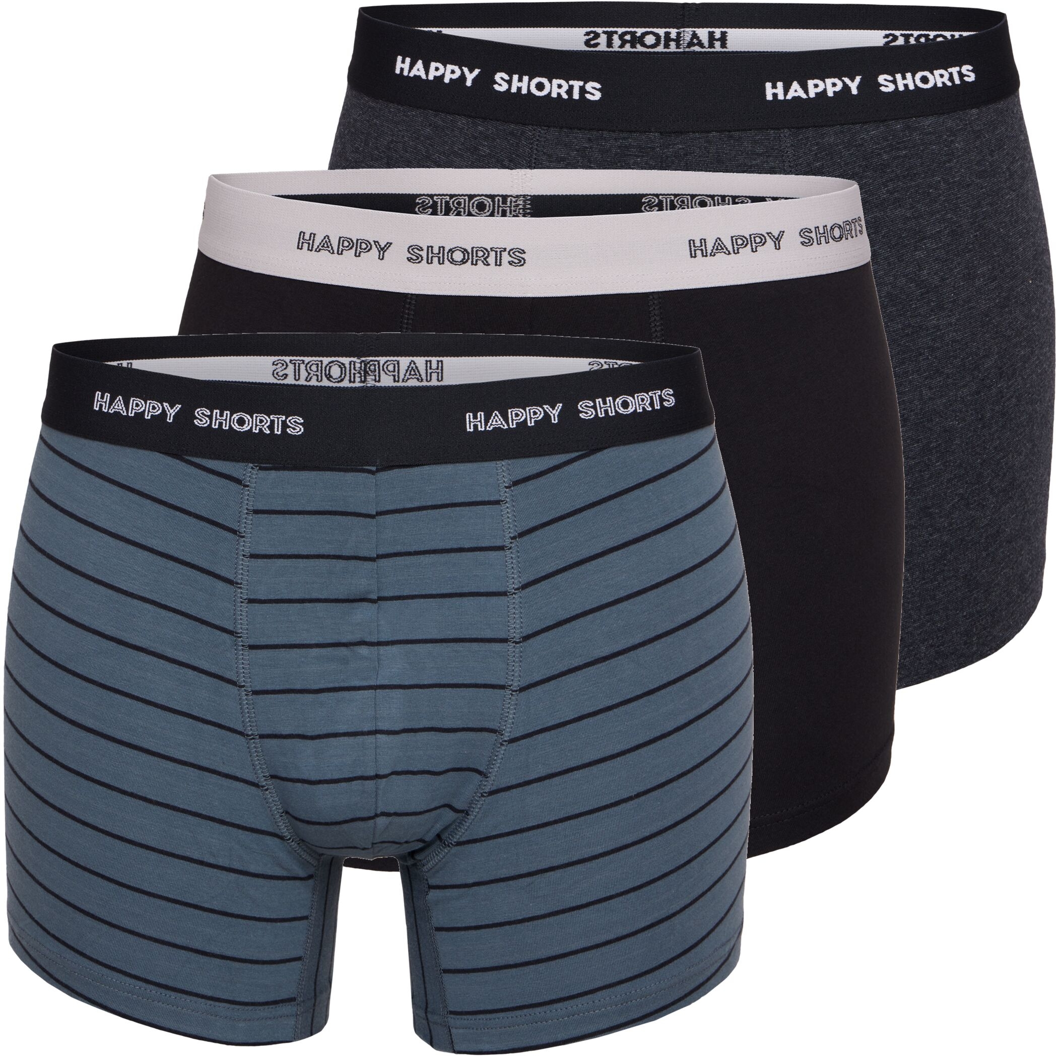 Happy Shorts 3er Trunks Fun Schwarz Anthrazit