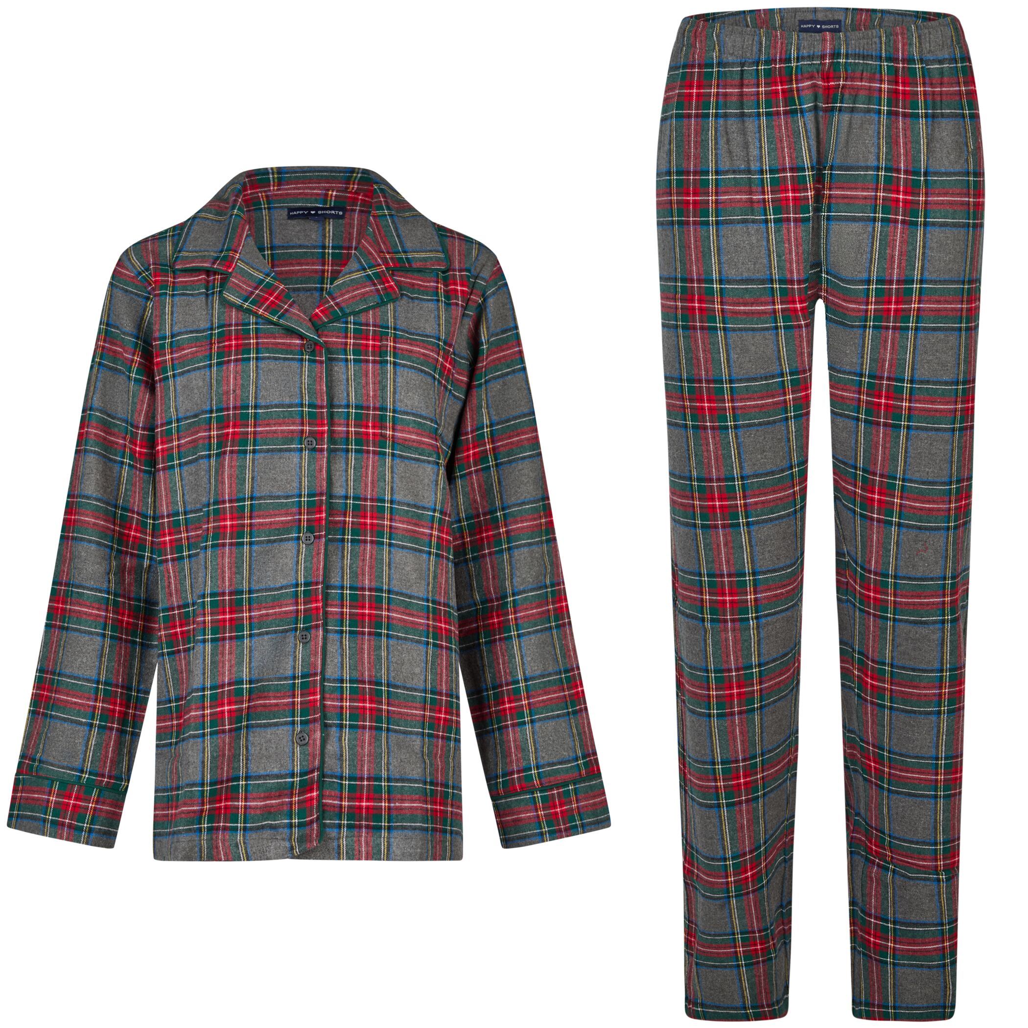 Happy Shorts Damen Pyjama Flanell grau rot