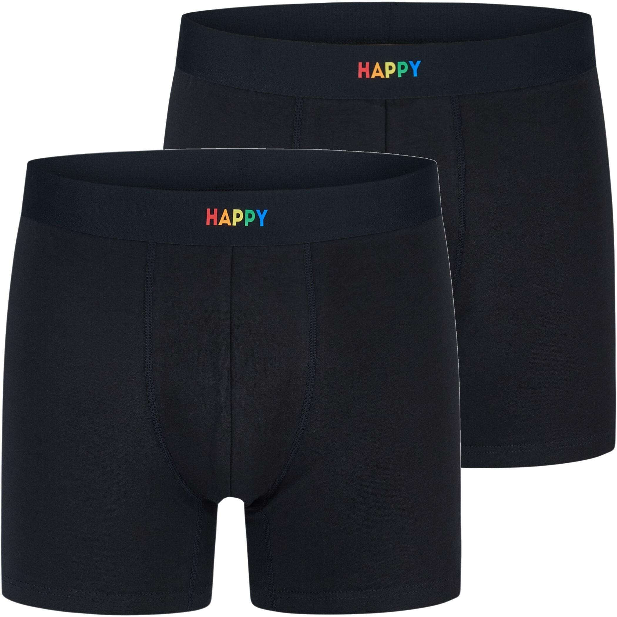 2 Happy Shorts Jersey Trunk Men's Boxer Shorts Pant Black