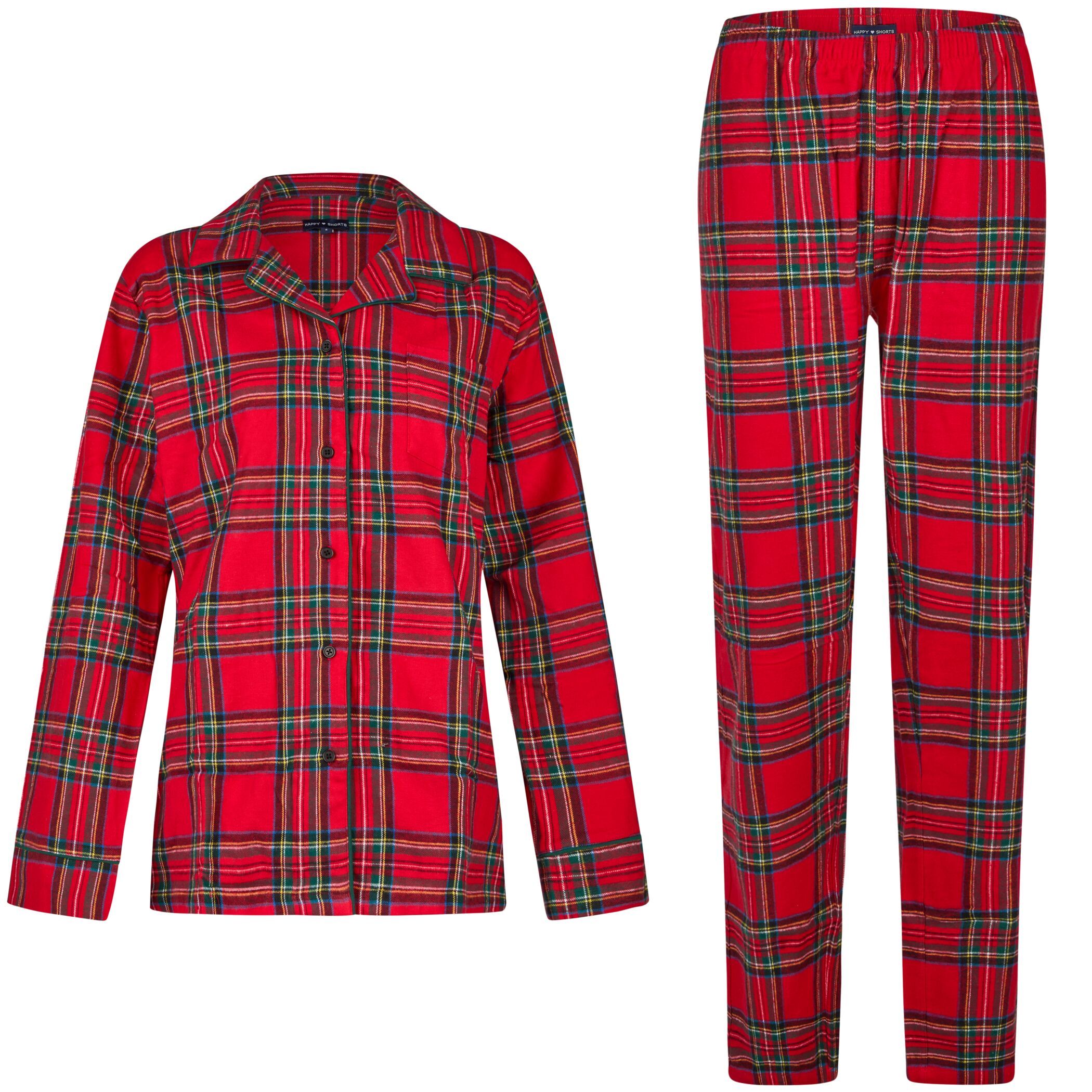 Happy Shorts Damen Pyjama Flanell rot