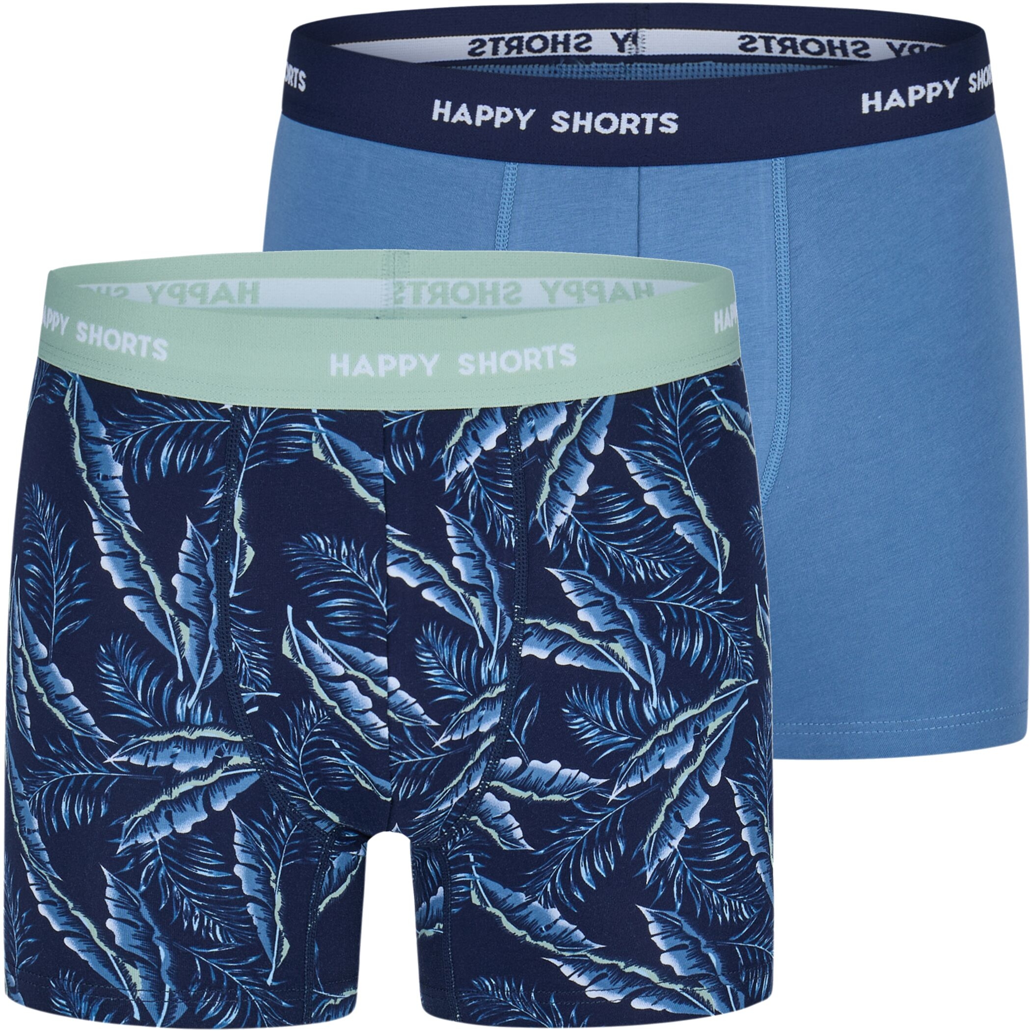 2 Happy Shorts Jersey Trunk Men's Boxer Shorts Pant Palm Blue Gray