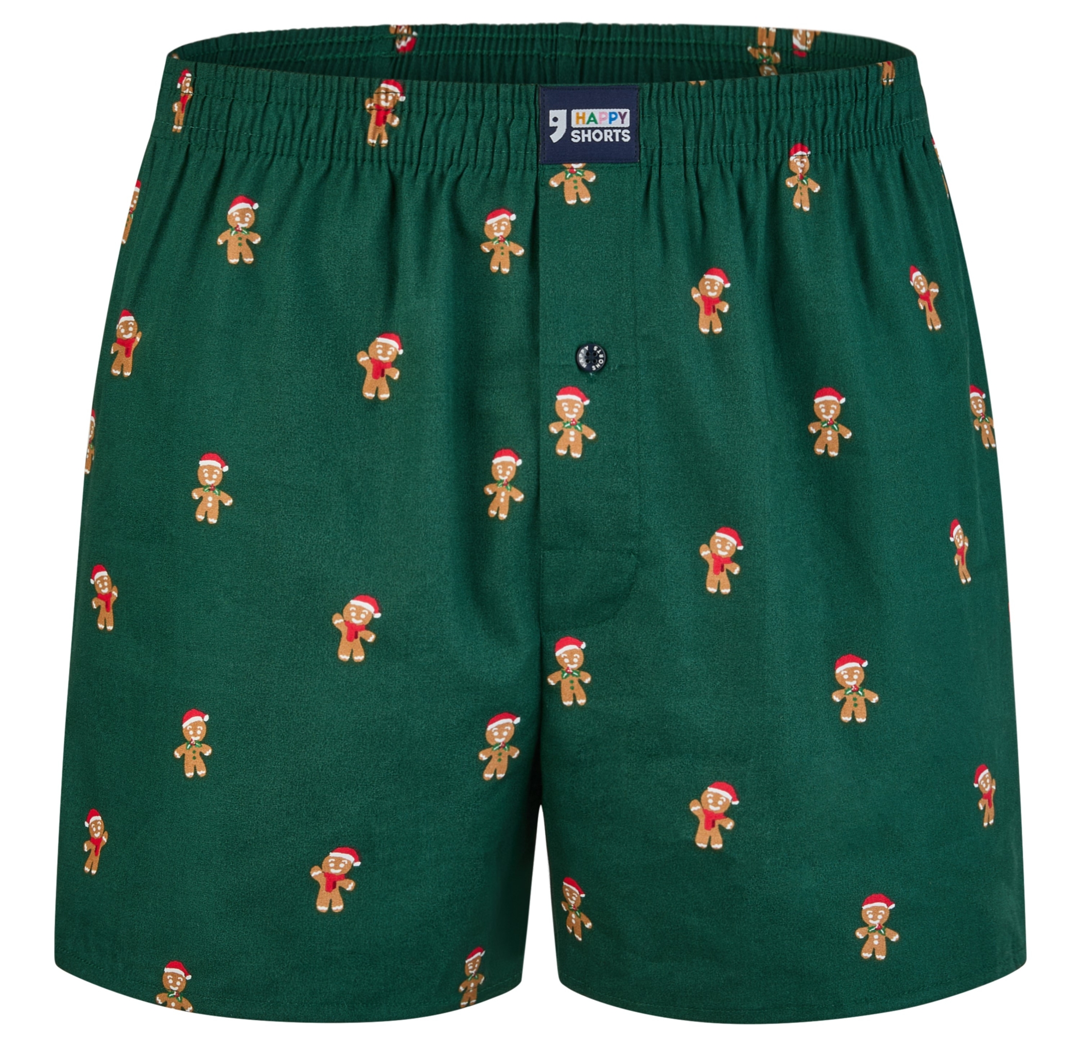 Happy Shorts men's american boxer boxer shorts woven boxer gingerbread men green "NEW FIT"