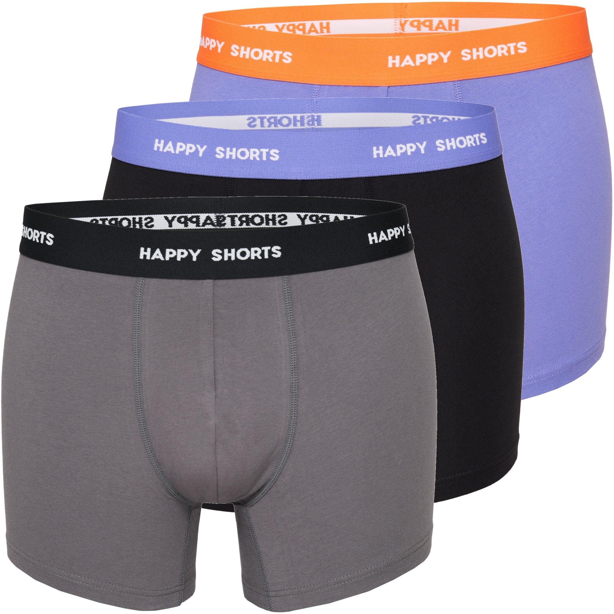 Happy Shorts 3er Trunks Fun Grau Blau Flieder