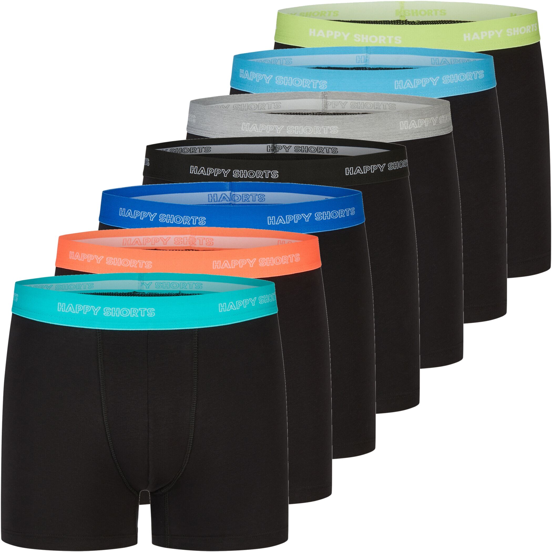 Happy Shorts 7er Trunks schwarz farblich abgesetzter Bund