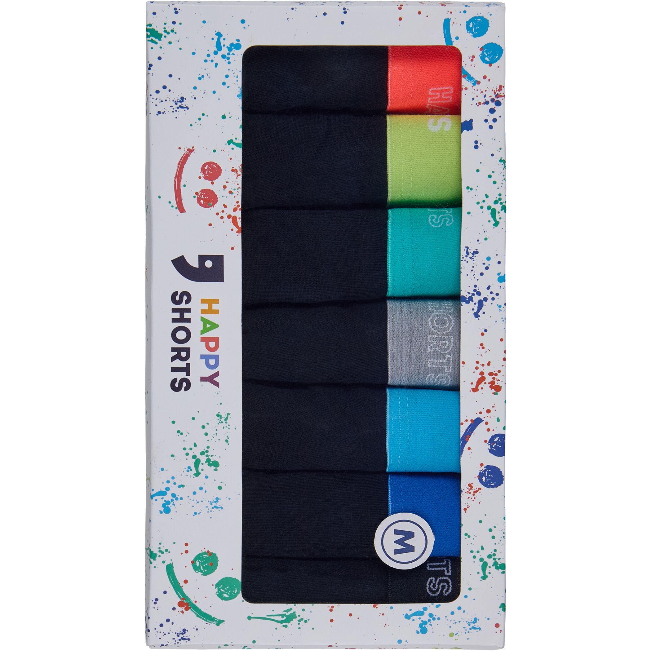 Happy Shorts 7er Trunks schwarz farblich abgesetzter Bund