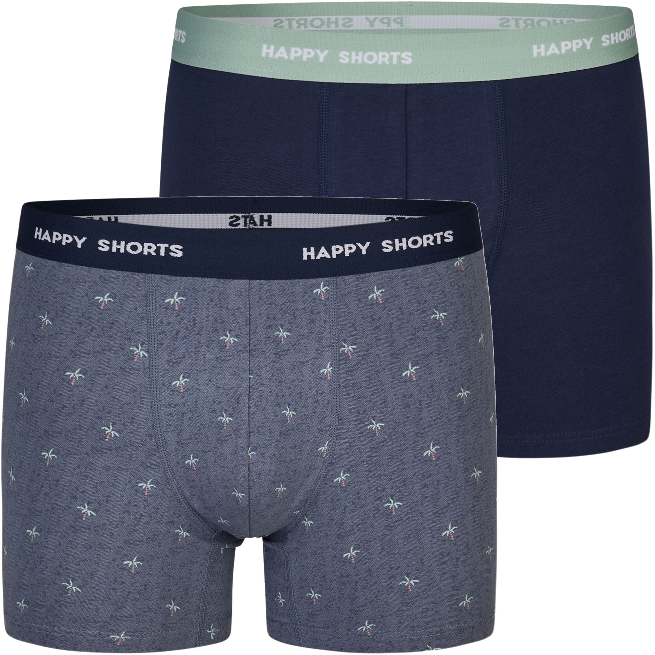 2 Happy Shorts Jersey Trunk Men's Boxer Shorts Pant Palm Vintage
