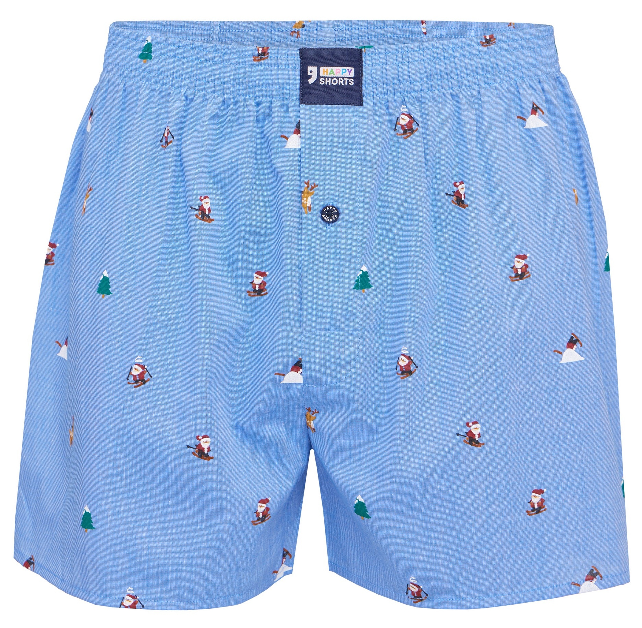 Happy Shorts Men`s american Boxer Boxershorts Shorts woven boxershorts Christmas X-MAS Gift Skiing Santa