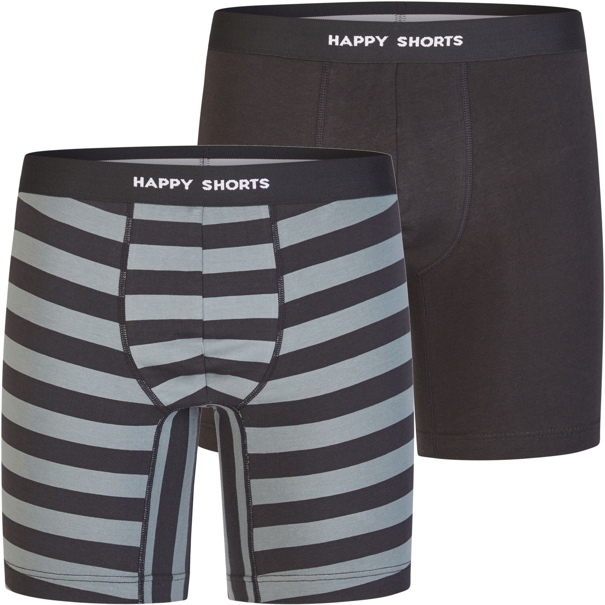 Happy Shorts 2er Longboxer Streifen - Schwarz