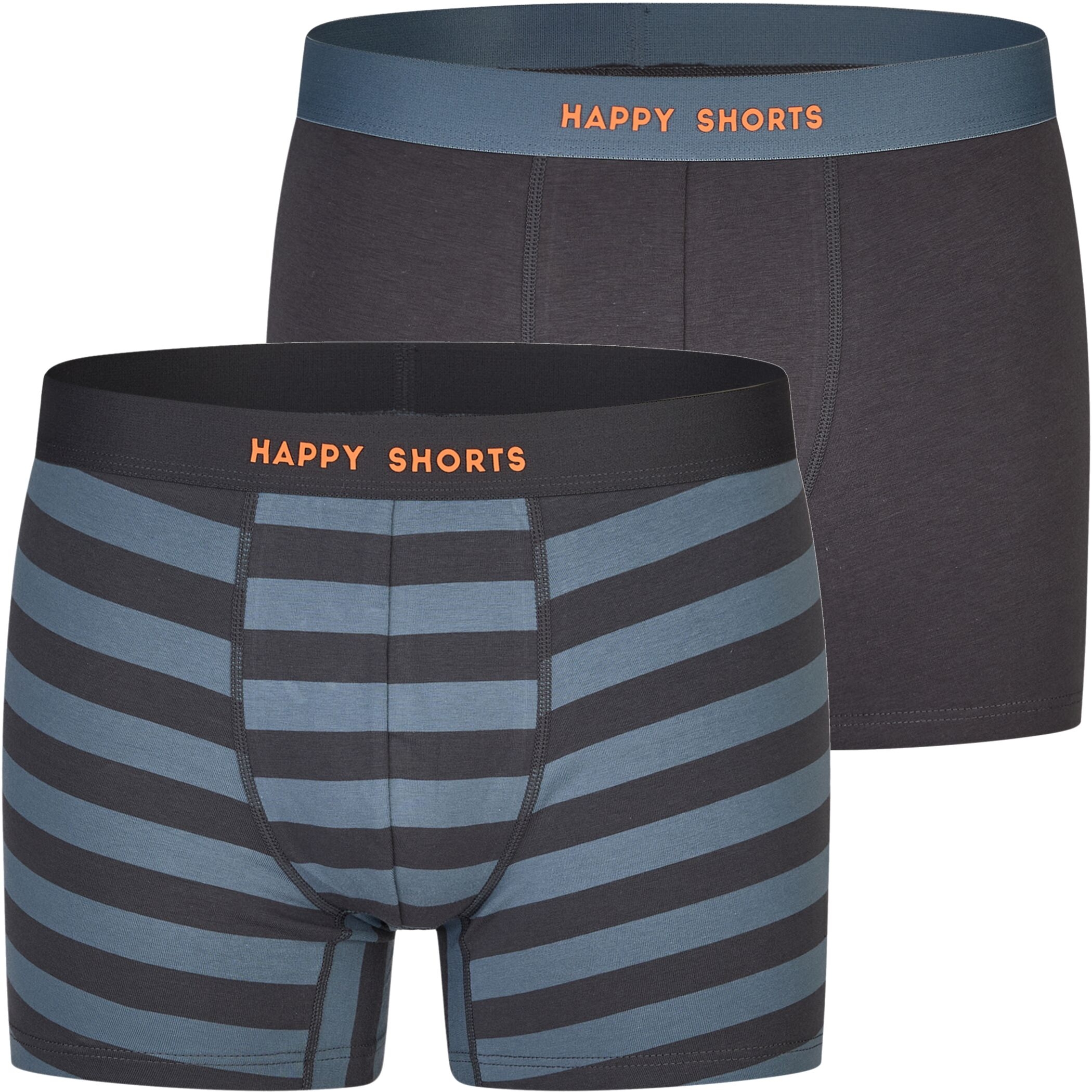 2 Happy Shorts Jersey Trunk Men's Boxer Shorts Pant Striped blue