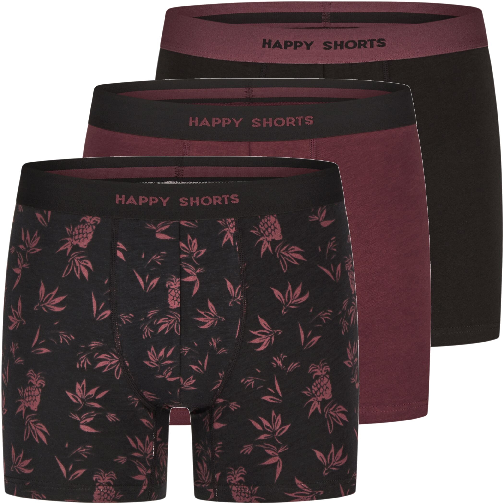 Happy Shorts 3er Trunks Hawaii Rot Schwarz
