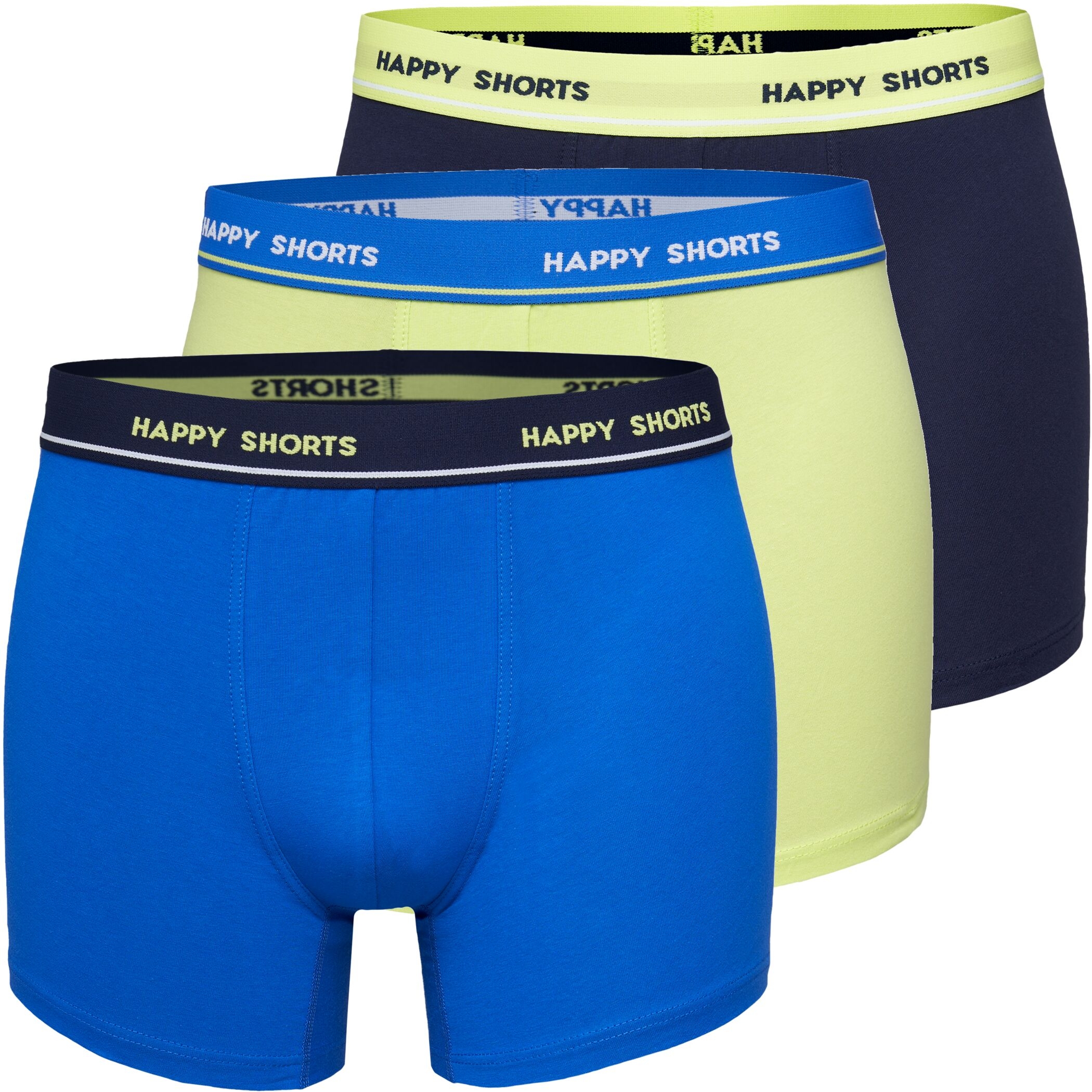 Happy Shorts 3er Trunks Blau Gelb Marine
