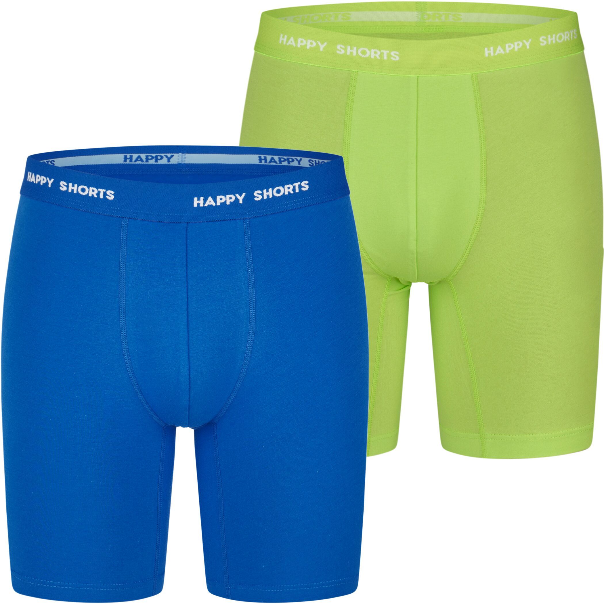 Happy Shorts 2er Longboxer Neon Lime Blau