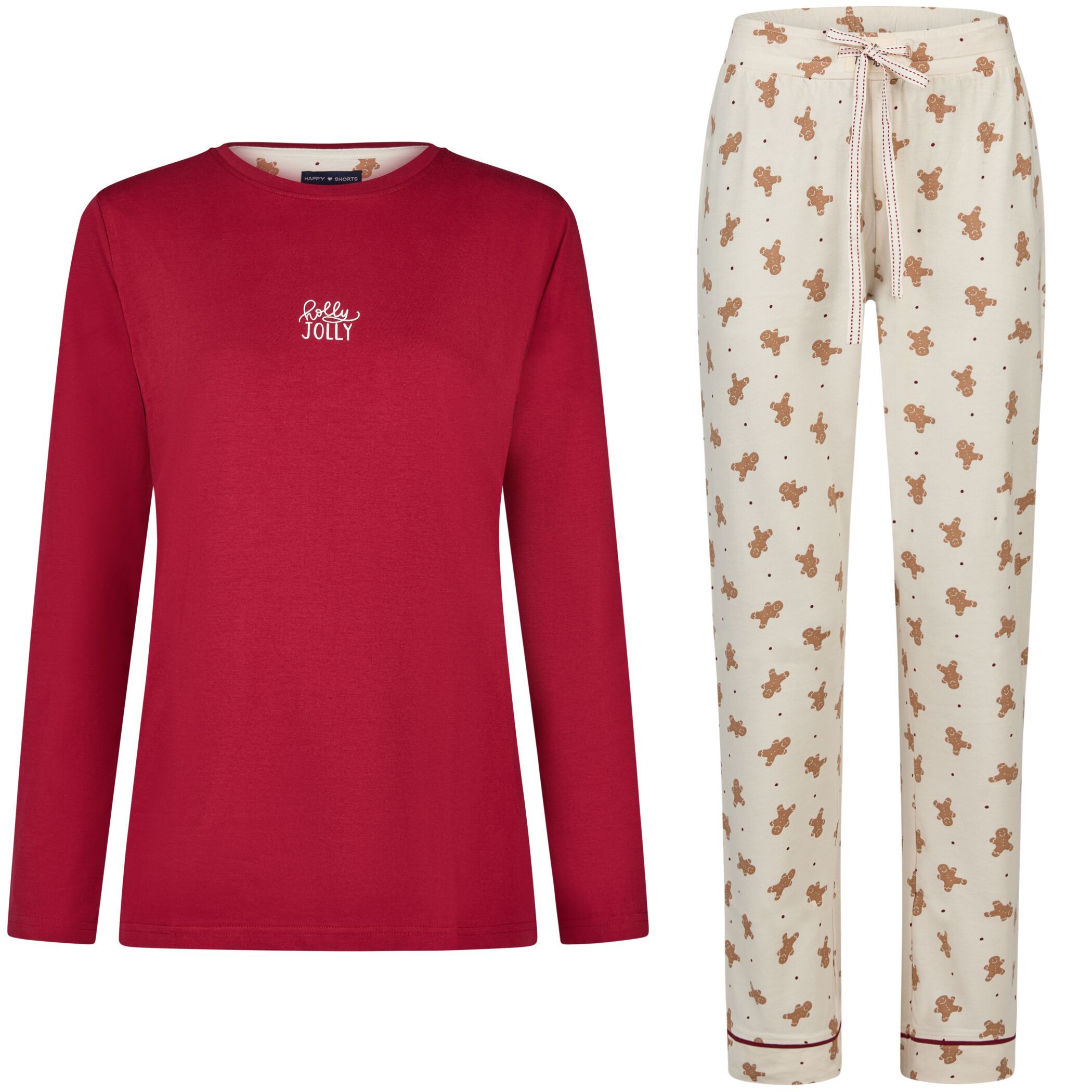 Happy Shorts Damen Pyjama Bordeaux Offwhite