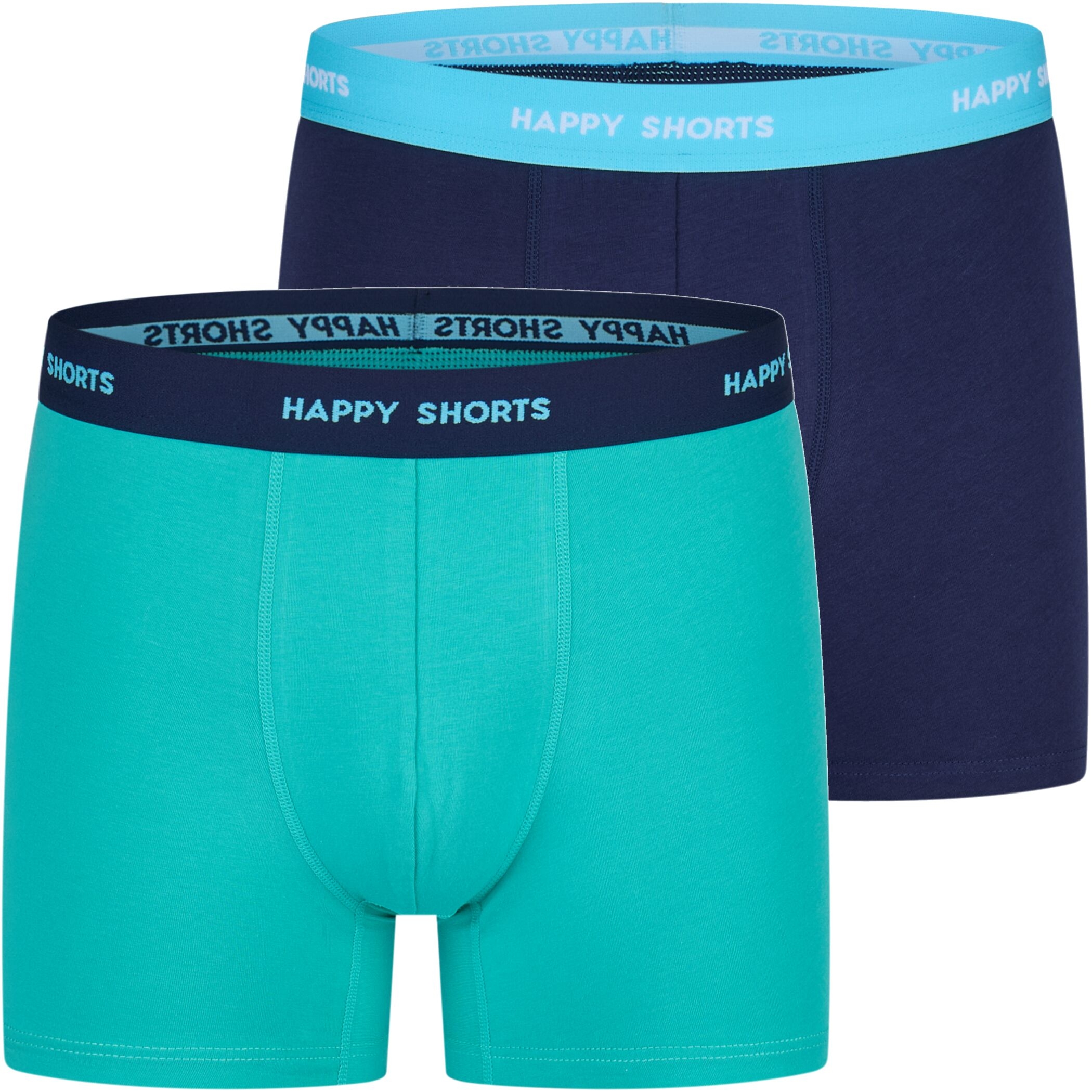 2 Happy Shorts Jersey Trunk Men's Boxer Shorts Pant Blue and Green