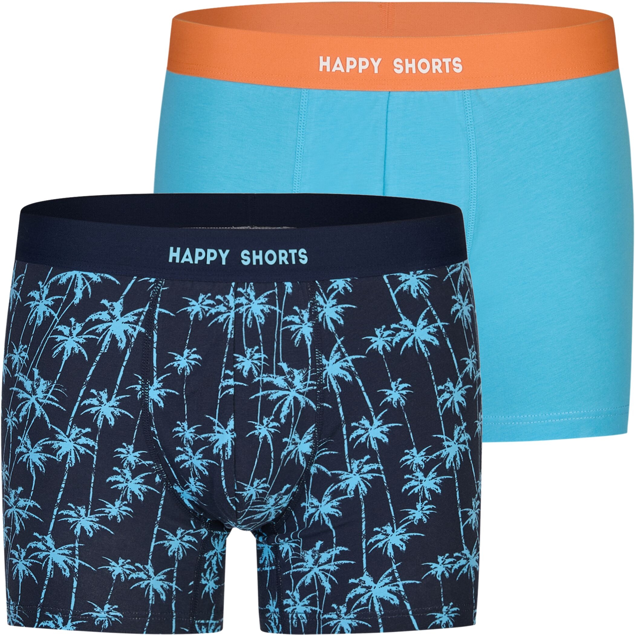 2 Happy Shorts Jersey Trunk Men's Boxer Shorts Pant Palm light blue