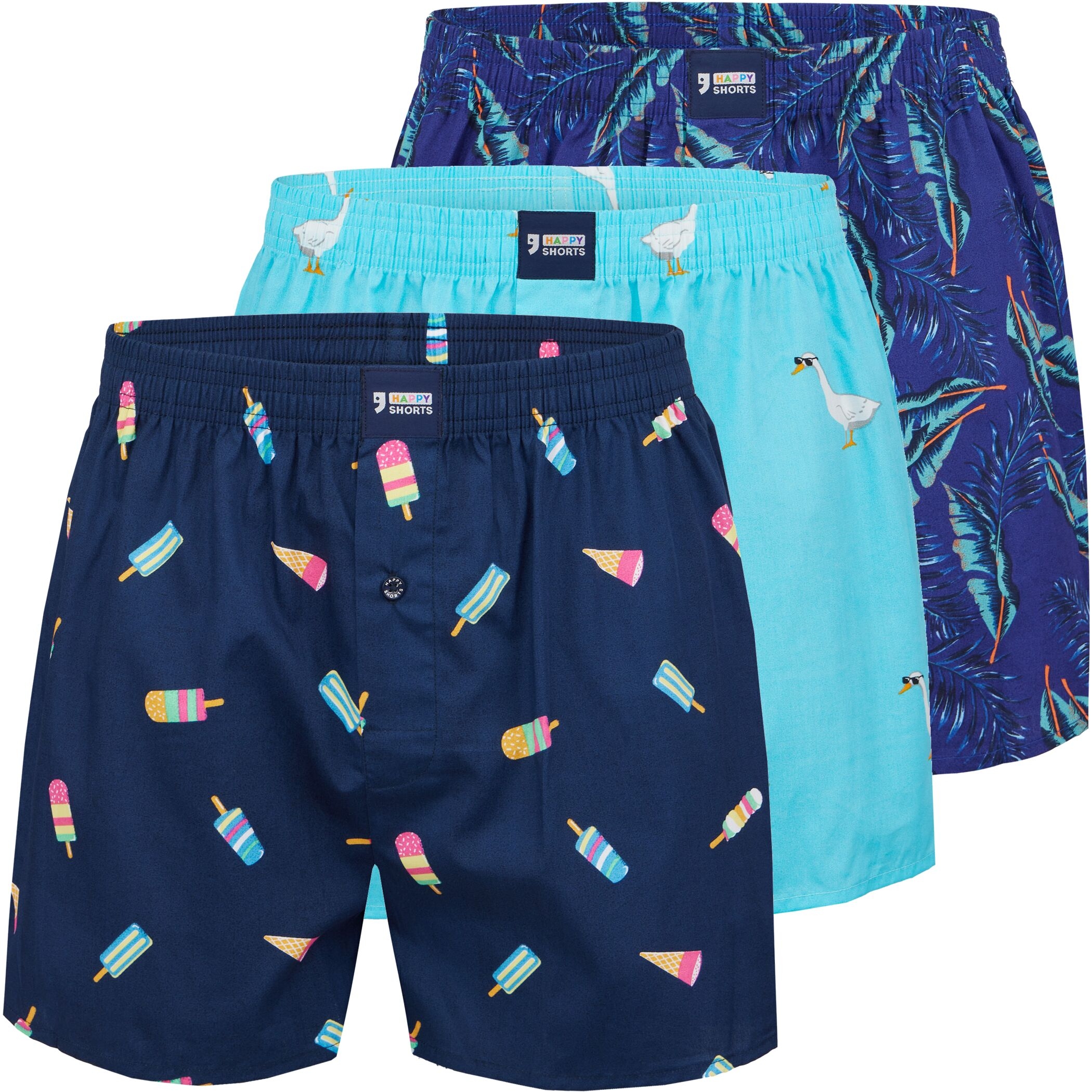 Happy Shorts 3er Boxershorts Tropical Gans Eis