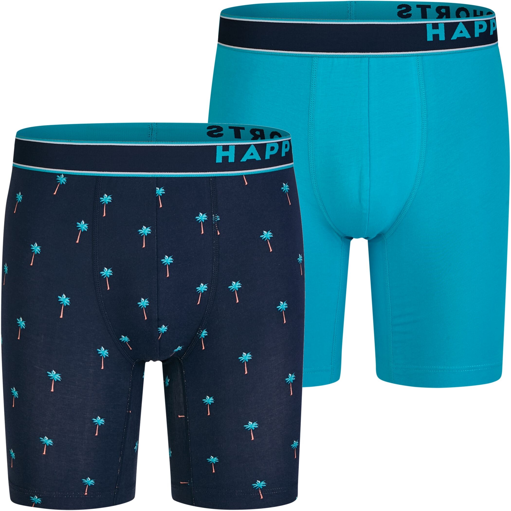 Happy Shorts 2er Longboxer Palmen Blau