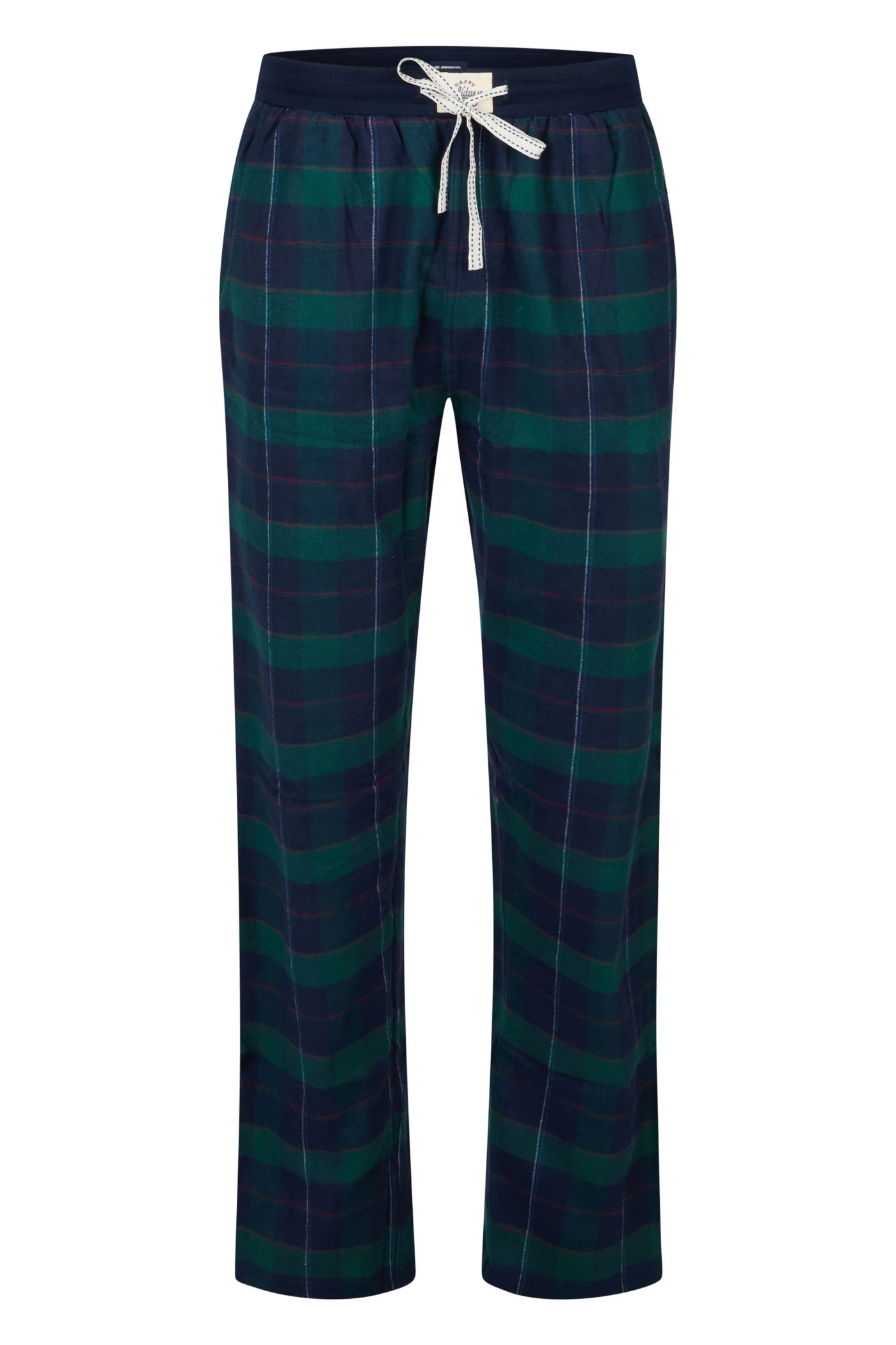 Happy Shorts Herren Flanell Pyjamahose Navy Grün Kariert